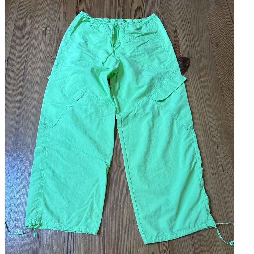 No Boundaries Cargo Pants Womens Neon Green Nylon Utility Y2K SIZE M 8-10 - Picture 3 of 7